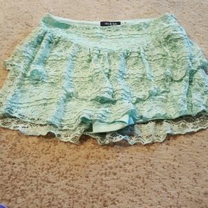 Sexy mint green lace shorts