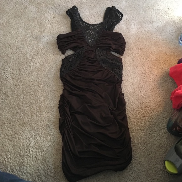 BeBe dress with side cut outs, XS, brown