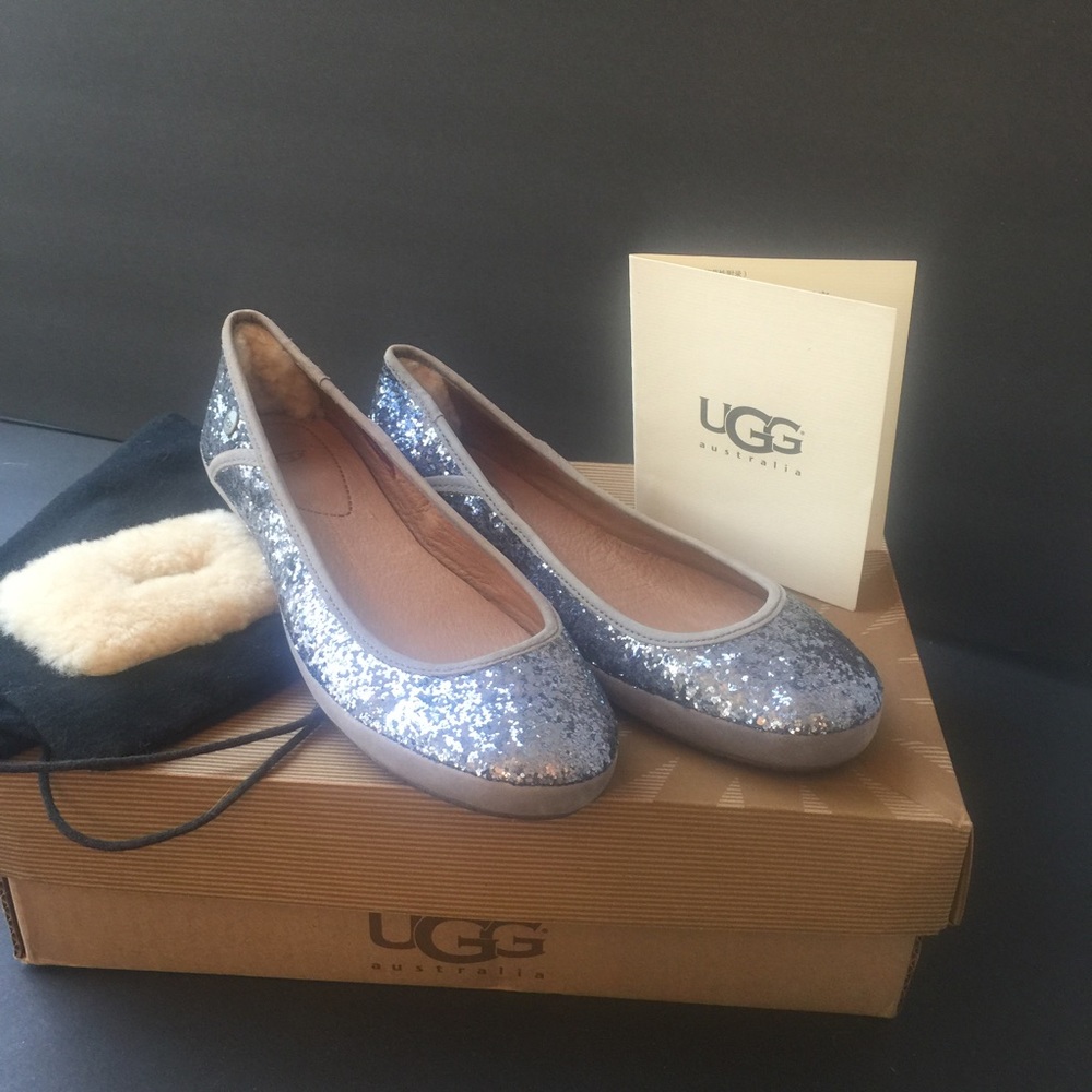 SOLD UGG Antora Silver Sequin Ballet Flats New 6