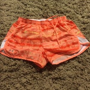 Neon Orange Under Armour Athletic Shorts