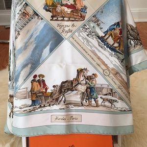 Hermes silk scarf  traditional square scarf.