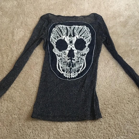 See thru skull long sleeve shirt