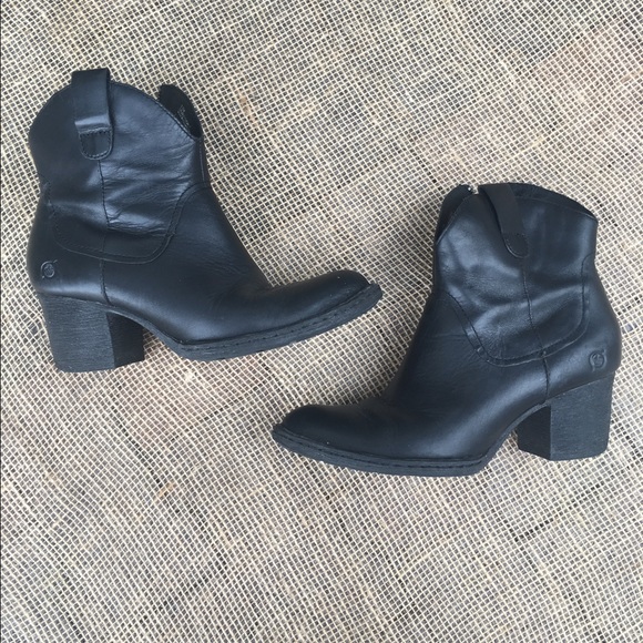 Born Genuine Black Leather Booties