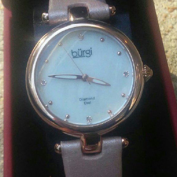 Burgi Watch DIAMOND MOTHER of PEARL LEATHER STRAP - Picture 3 of 4