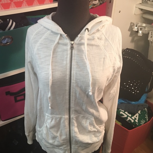 White Zip Up Sweatshirt