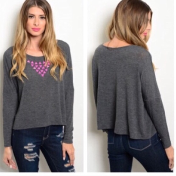 GRAY LONG SLEEVE SWEATER - Picture 4 of 4