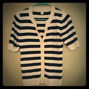 Navy/White Striped Cardigan