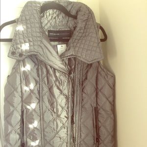 Andrew Marc silver quilted vest size s
