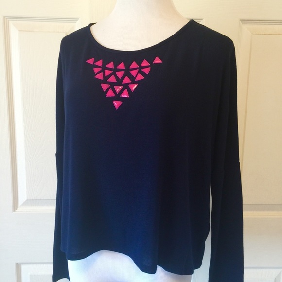 NAVY BLUE LONG SLEEVE SWEATER - Picture 2 of 4