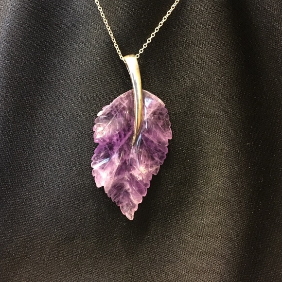 Jewelry - Sterling Silver and Amethyst Leaf Pendant