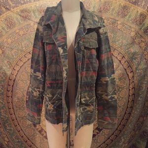 Aztec print utility jacket