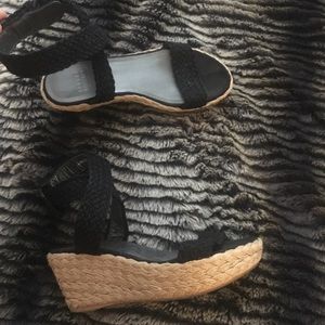 Stuart Weitzman Black Wedge Espadrilles