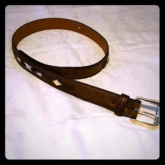 3D Brown Belt with Western Design Size 40