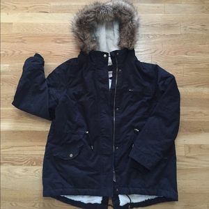 H&M Black Pile-lined Parka Size 16