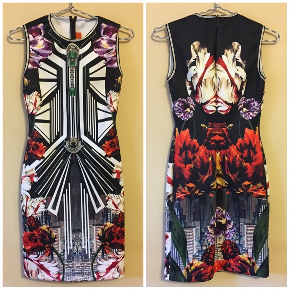 ❌SOLD❌ Clover Canyon Bodycon Scuba Art Deco Dress - Picture 3 of 4
