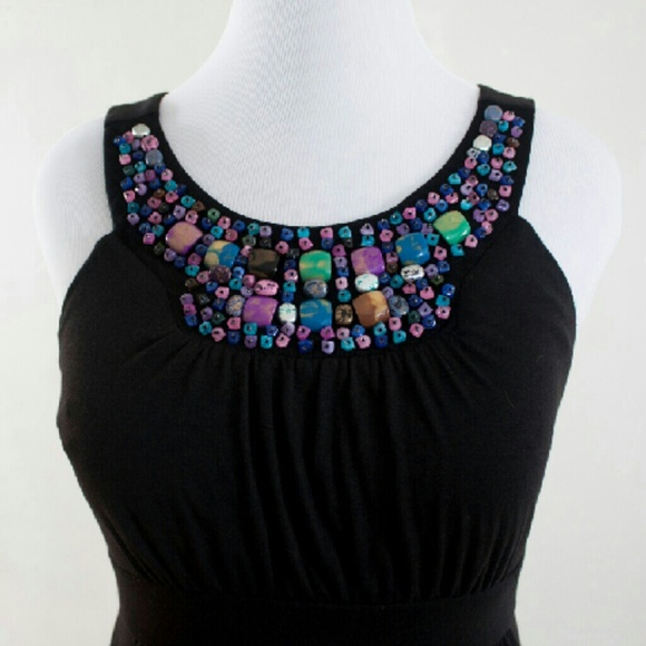 Black Dress with Beaded Neckline