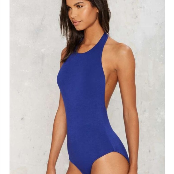 NWOT Nasty Gal Scoop Me Halter Bodysuit