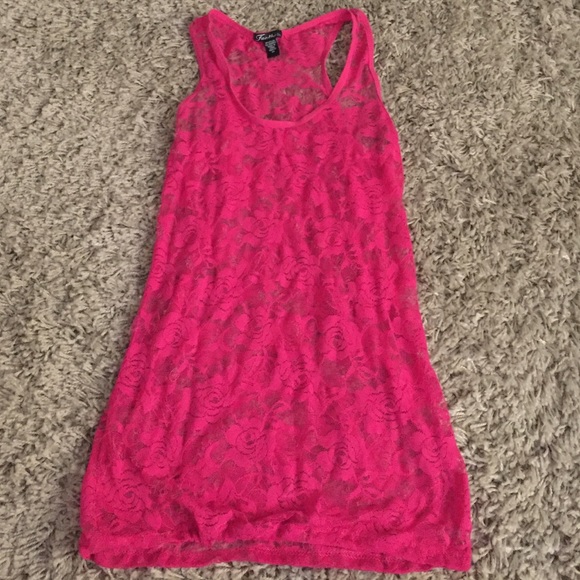 Pink lace tank
