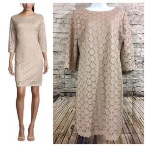 Champagne/Gold Sparkle 3/4 Sleeve Cocktail Dress