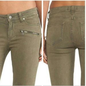 Paige indigo zip in cavalry skinny cropped jean