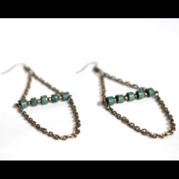 Handmade Wood and Chain Earrings