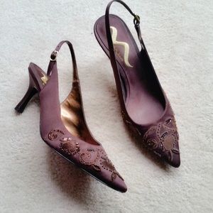 Nina Beaded Sequined Slingback Heels