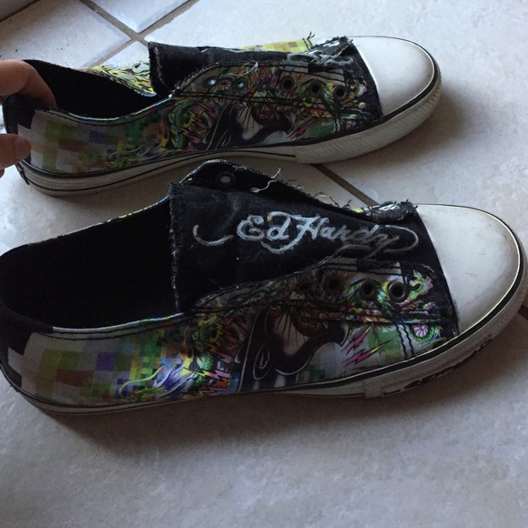 Men's Ed Hardy slip-ons size 8