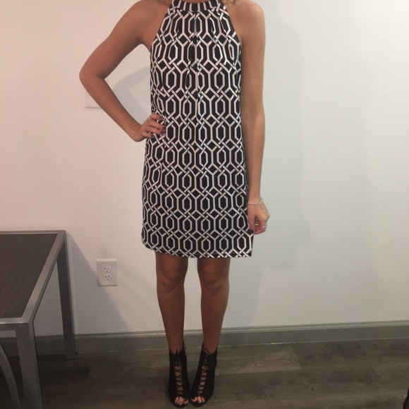 Black and White Geometric Pattern Dress