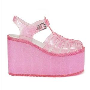 UNIF Hella Jelly Pink Platform Glitter Jelly