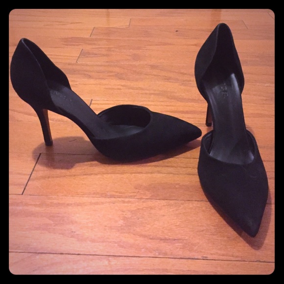 Vince black suede d'orsay heels