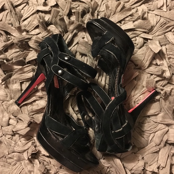 Betsey Johnson Black Suede Strappy Sandal