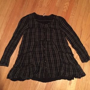 Free People Green and Black Tunic