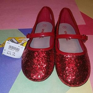 NWT GIRLS RED SPARKLY SHOES