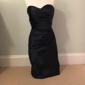 Silk dark navy cocktail dress.