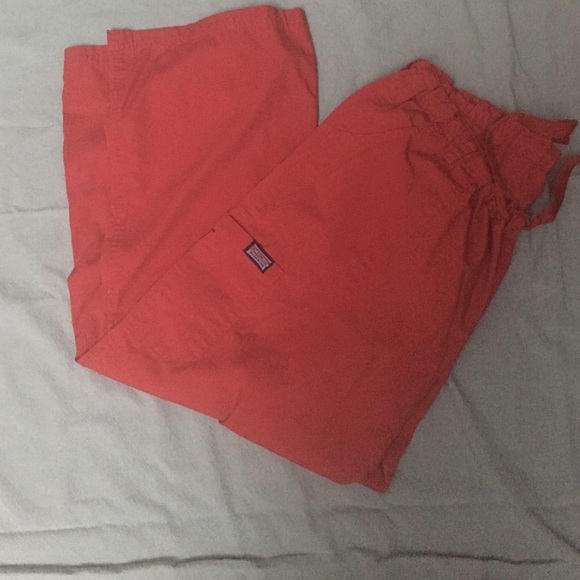 Red Cherokee cargo scrub pants