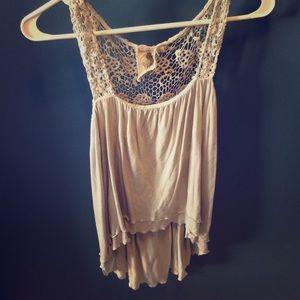Grey lace tank