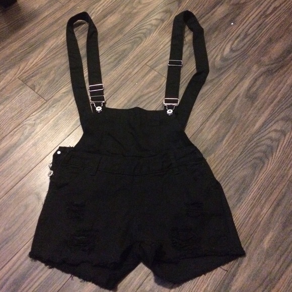 Black jean overalls