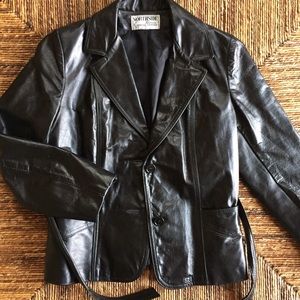 Sz 4P Black Leather Jacket