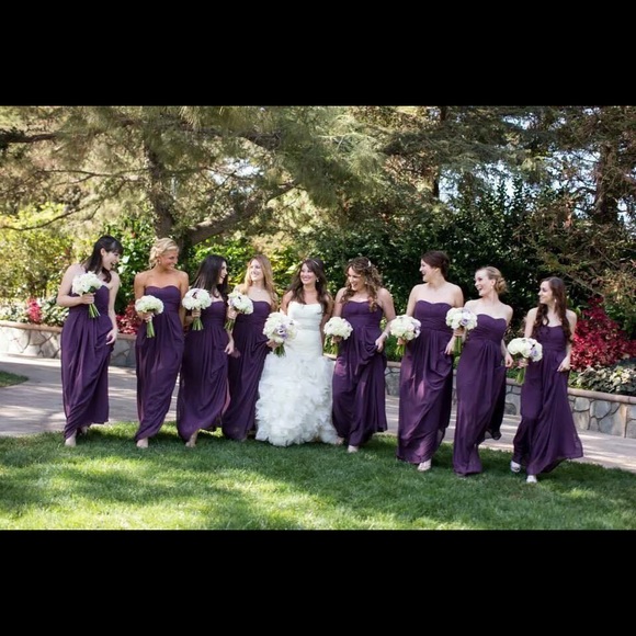 David's bridal long chiffon dress PLUM - Picture 2 of 4