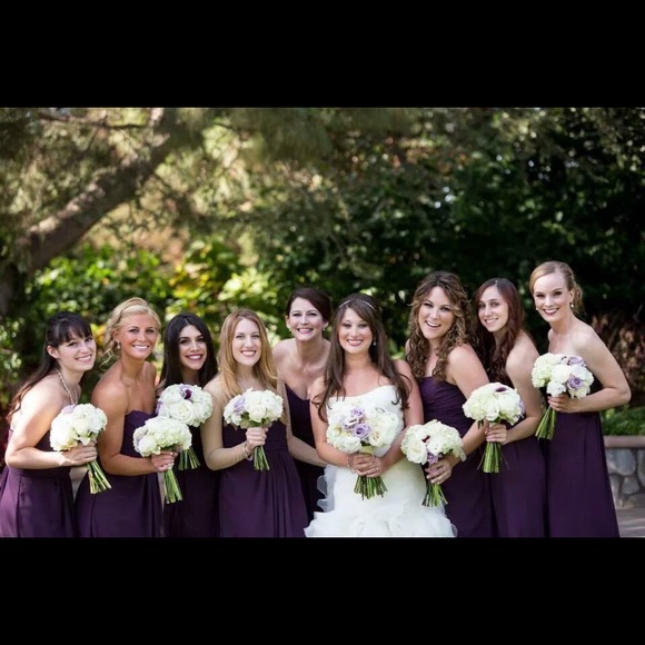 David's bridal long chiffon dress PLUM - Picture 3 of 4