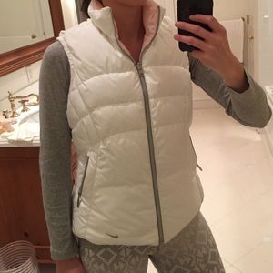 Nike white and pink reversible puffer vest