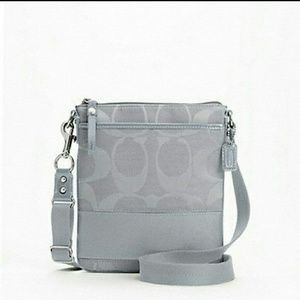 Gorgeous Dove Gray Coach Bag with Pink Lining