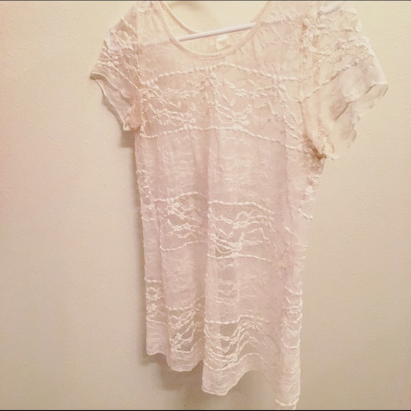 Sheer Lace Open Back Top