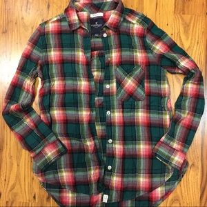 Boyfriend Fit Flannel Button Down Shirt