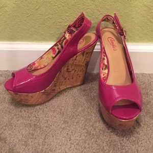 Hot pink wedges