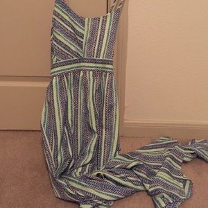 Maxi crossover green printed dress