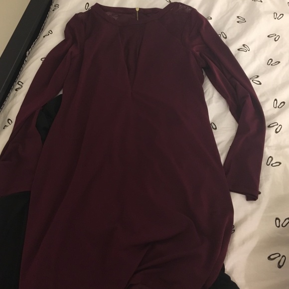 Burgundy express dress mesh cut outs (L)