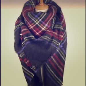 Oversized plaid blanket scarf