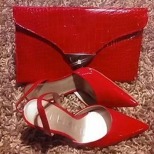 Kamalikurlture Red slingback pump/ w clutch