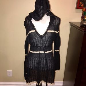 BCBG Maxazria black and gold sweater cover up